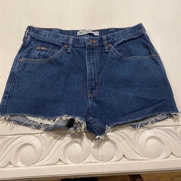 Lee High Rise Cutoff Jean Denim Short Grunge Retro - Picture 1 of 6